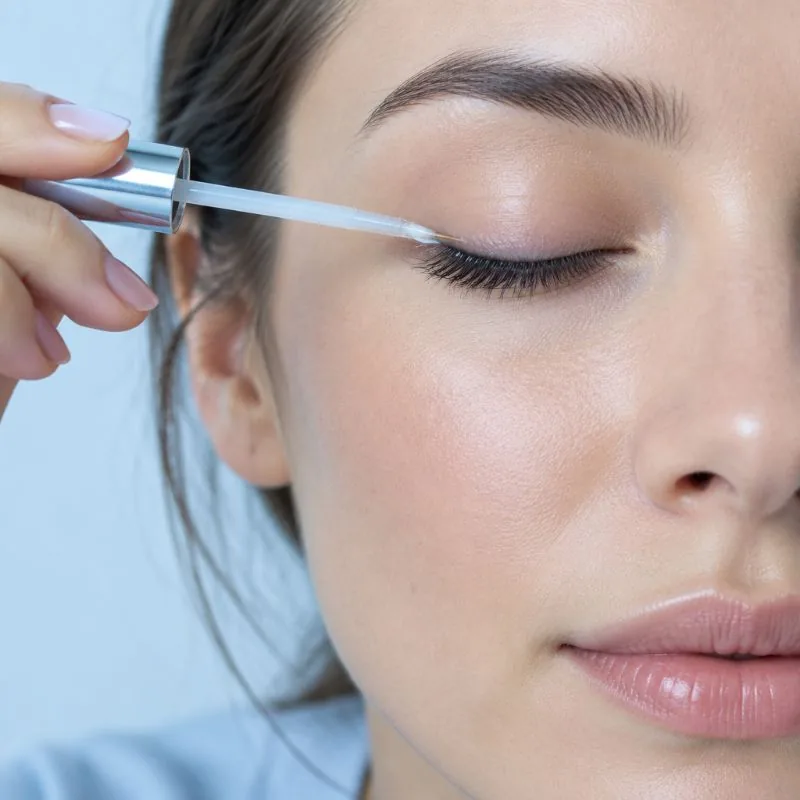 Aplikacja serum wzdłuż linii rzęs